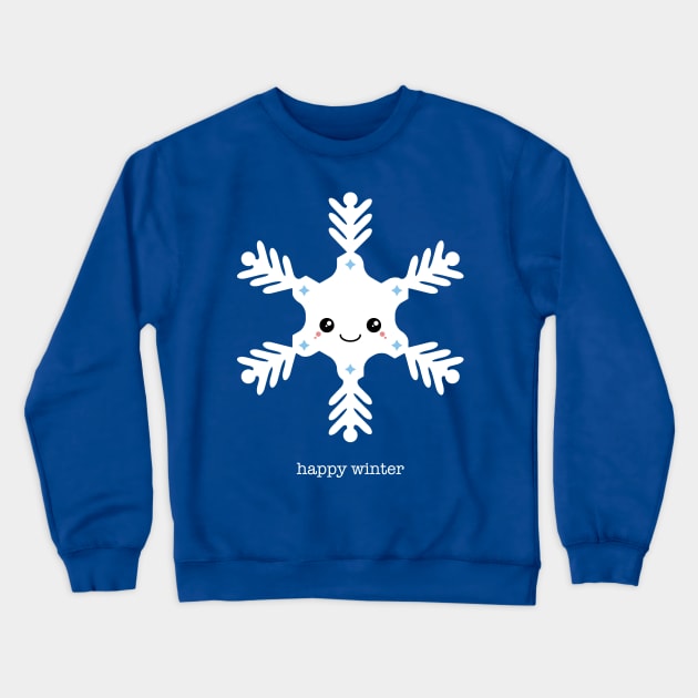 Happy Winter Kawaii Snowflake Crewneck Sweatshirt by HolidayShirts